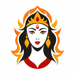 Wall Mural - durga mata face silhouette vector illustration 