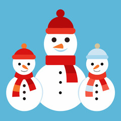 Sticker - snowman family a family vector illustration