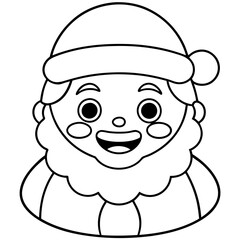 Canvas Print - coloring page for kids bold line art kawaii Santa vector 