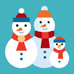 Sticker - snowman family a family vector illustration