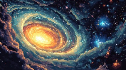 Poster - A Brightly Lit Spiral Galaxy in the Vastness of Space