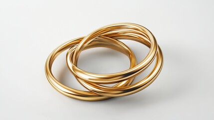 3D render of golden rings isolated on a white background