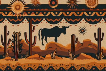 Wall Mural - Southwest western design style in a seamless repeat pattern   Vector Illustration