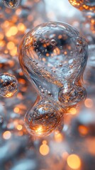 Wall Mural - Abstract Water Droplets with Orange Bokeh