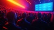 © I Am The Future - Business professionals attending a large business conference in a modern convention center, with bright lighting, stage presentations, and digital screens.