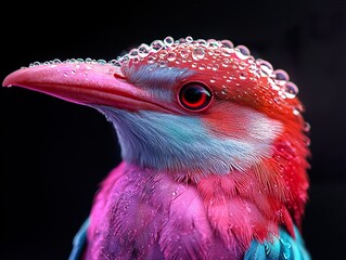 Poster - Close-Up of a Vibrant Bird with Water Drops