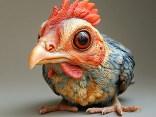 Wall Mural - Close-Up Portrait of a Colorful Rooster