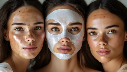 Wall Mural - Revitalizing Beauty Ritual: Woman Applying Nourishing Face Mask