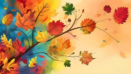 Autumns Vibrant Palette: A Colorful Leaves Design Celebrating Natures Beauty