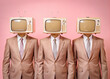 © Alisa - Three men with tv heads in suits symbolize brainwashing and media influence