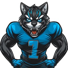 Poster - Angry Wolf Football Mascot Design, Sports Team Logo, Game Day Graphic