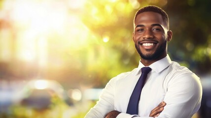 Sticker - A man with a blue tie and a smile on his face