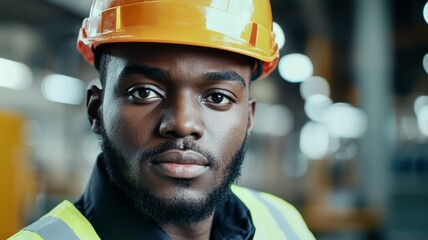 A man wearing a yellow hard hat and safety vest