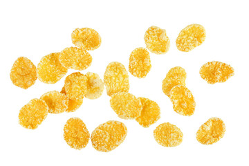 Wall Mural - Cornflakes isolated on white background. Top view. Flat lay.