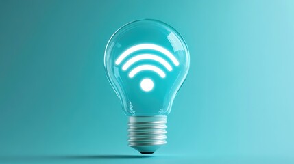 A lightbulb with a glowing WiFi symbol inside, representing the concept of connecting ideas.