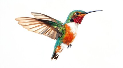 Poster - A Colorful Hummingbird in Flight with Spread Wings