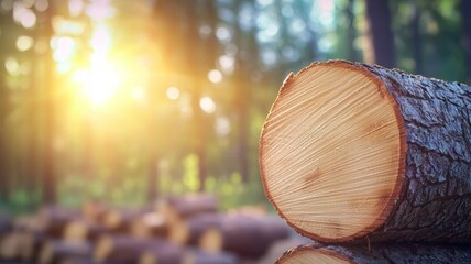 A log is sitting in the sun with the sun shining on it