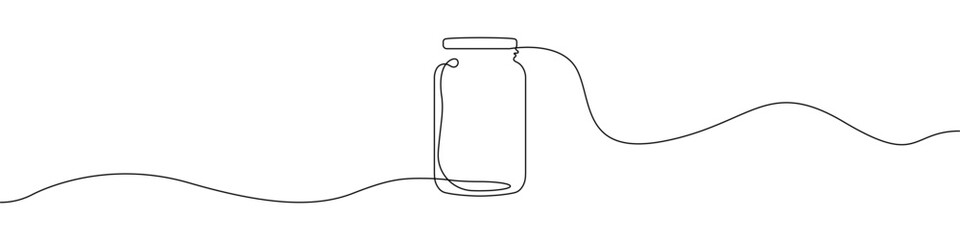 Wall Mural - Jar bottle icon line continuous drawing vector. One line jar icon vector background. Bottle icon. Continuous outline of a jar icon.