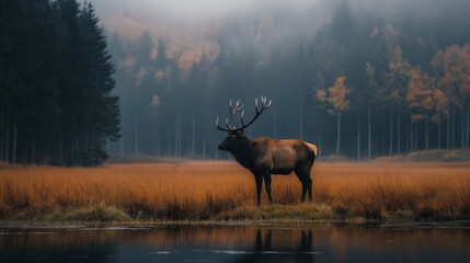 Beautiful, aesthetic minimalistic deer photography in the wild