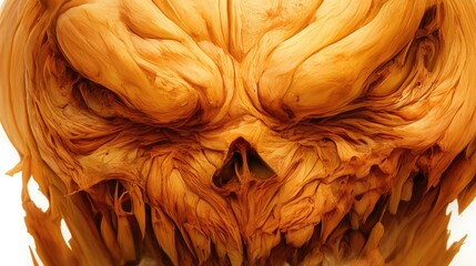 Wall Mural - Close-up of a carved pumpkin with a menacing expression.