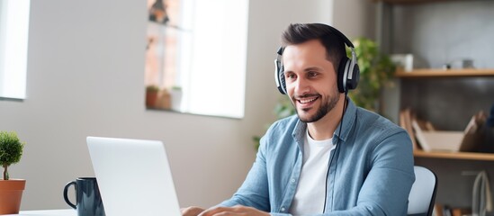 Poster - Smiling Man Working on Laptop