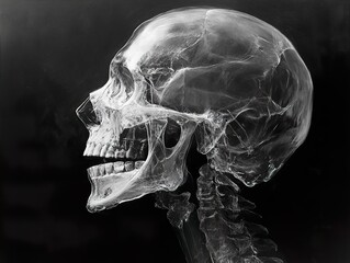 Canvas Print - Detailed Drawing of a Human Skull in Profile