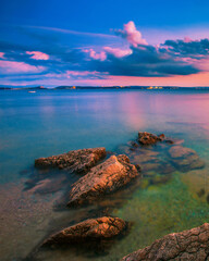 Wall Mural - Croatia, Europe, Adriatic sea, scenic nature view, perfect sunset summer scene