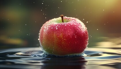 Wall Mural - crisp apples floating in clear water