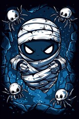 Sticker - Mummy In The Cave With Spiders