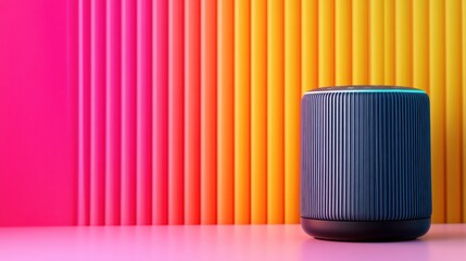 Poster - A smart speaker is sitting on a colorful background, AI