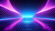 © Bill - Abstract glowing background in purple and blue, neon light motion, illustration.