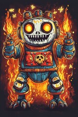 Poster - Fire Demon with Big Eyes