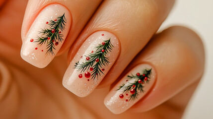 Wall Mural - Close-up of natural nails painted with simple New Years day style gel polish.