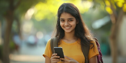 Sticker - Smiling Student on Cell Phone