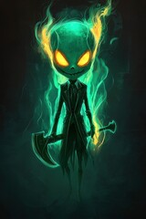 Wall Mural - Spectral Reaper with Glowing Axe