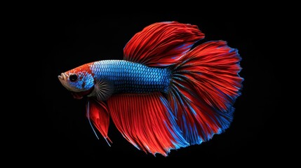 Wall Mural - Colorful Betta Fish with Vibrant Fins and Scales