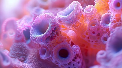 Wall Mural - abstract floral macro photography: pink, purple, and orange hues