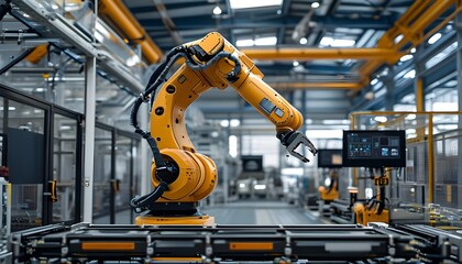 smart automation in modern factories with advanced industrial robots and cutting-edge manufacturing processes for Industry 4.0