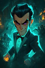 Poster - Mysterious Man in Tuxedo with Purple Eyes