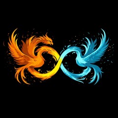 Poster - Fire and Water Phoenix Infinity Symbol