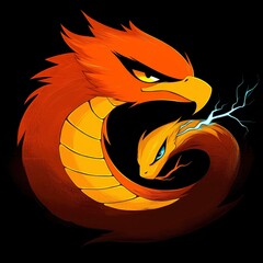 Sticker - Phoenix and Snake in a Fiery Embrace