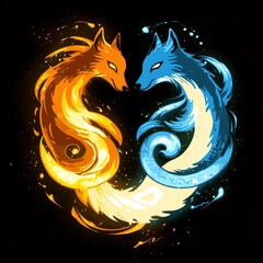 Poster - Fire and Water Foxes