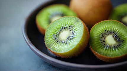 Sticker - fresh kiwi fruit on a plate on the table 