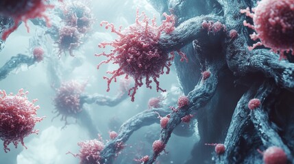 Wall Mural - microscopic view of a virus cell - science illustration