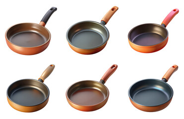 PNG frying pan 3d collection, in cartoon style minimal on transparent, white background, isolate
