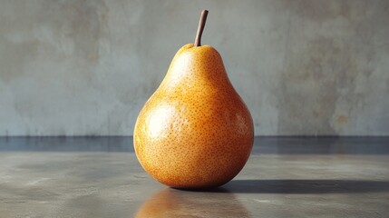 Poster - Ripe Yellow Pear on Grey Background - Still Life Photography