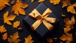 © Avr Di - A ribbon and leaves from fall tie two packages together,