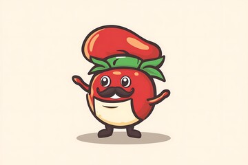 Poster - Cute Tomato Chef Mascot Cartoon Character Illustration