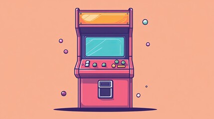 A cartoon vector icon of an arcade machine, isolated in a flat, playful style, representing recreation technology