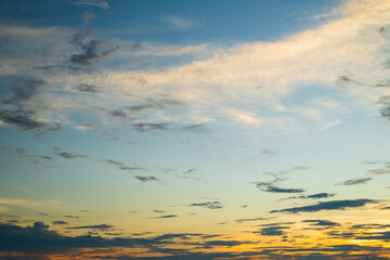 Wall Mural - panoramic beautiful sunset sky, cloud in twilight - nature background